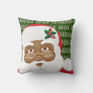 Coussin Fête de Noël du Père Noël africain américain