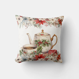 Coussin Fête de Noël Florale Après-midi Thé