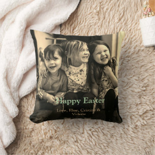 Coussin fête de Pâques ajouter QR photo heureux pâques
