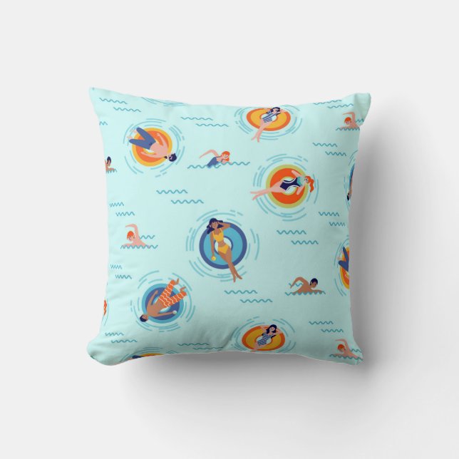 Coussin Fête de piscine d'été amusant au soleil (Recto)