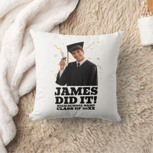 Coussin Fête de Remise de Diplômes Personnalisée et Drôle 