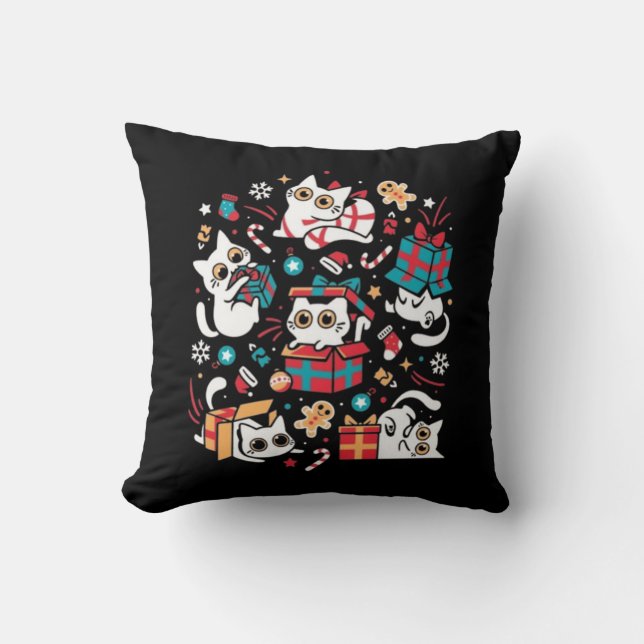 Coussin Fête des chats de Noël (Recto)