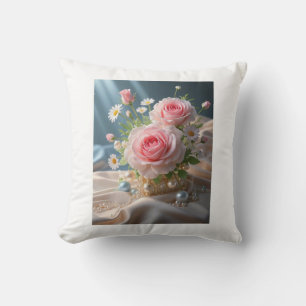 Coussin Fête des mères Délicat roses roses et marguerites