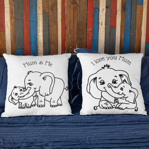 Coussin Fête des mères Elephant Mum & Me personnalisée