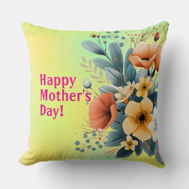 Coussin Fête des Mères Fleurs Boho Clipart-61983 (Recto)