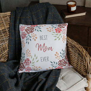 Coussin Fête des mères florales, la meilleure maman élegan