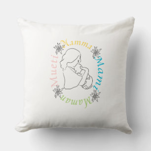 Coussin Fête des mères hommage multilingue
