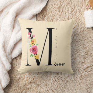 Coussin Fête des Mères, Je t'aime Maman, Moderne, Simple