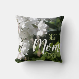 Coussin Fête des mères Lilacs blancs Meilleure maman jamai