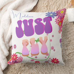 Coussin Fête des mères Retro Super Juste Voler Floral Colo