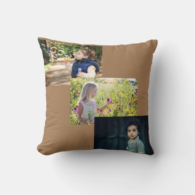 Coussin Fête des Mères Rose Floral Les trois petits photos (Recto)