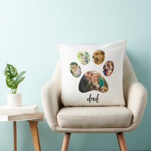 Coussin Fête des pères Chien papa Collage photo de 5 Emp