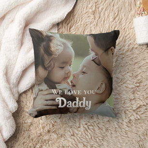 Coussin Fête des pères customisée Nous t'aimons Papa Photo