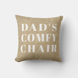 Coussin Fête des pères de lin beige papa