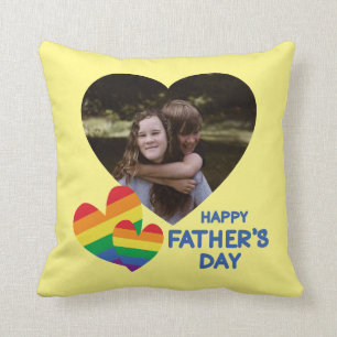 Coussin Fête des pères des Rainbow Hearts LGBT