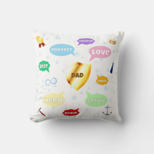 Coussin Fête des pères Meilleur Papa Mot Nuages King Crown