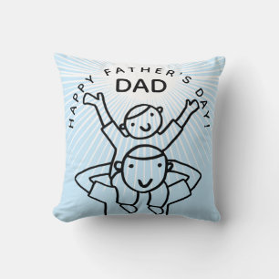 Coussin Fête des pères papa avec dessin animé pour enfant