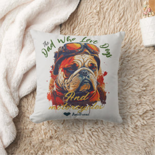 Coussin fête des pères, papa chien, motos, simple moderne