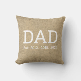 Coussin Fête des pères personnalisée en lin beige