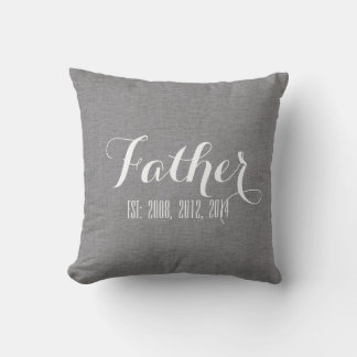 Coussin Fête des pères personnalisée en lin gris