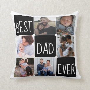 Coussin Fête des pères photo Collage Meilleur papa Ever 6