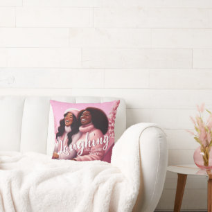 Coussin Fête des soeurs de Sleighin Rires Pastel Rose