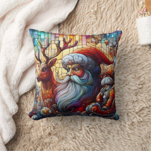 Coussin Fête d'hiver avec Père Noël & rennes !