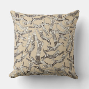 Coussin fête du chat beige naturel