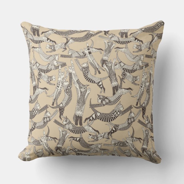 Coussin fête du chat beige naturel (Recto)