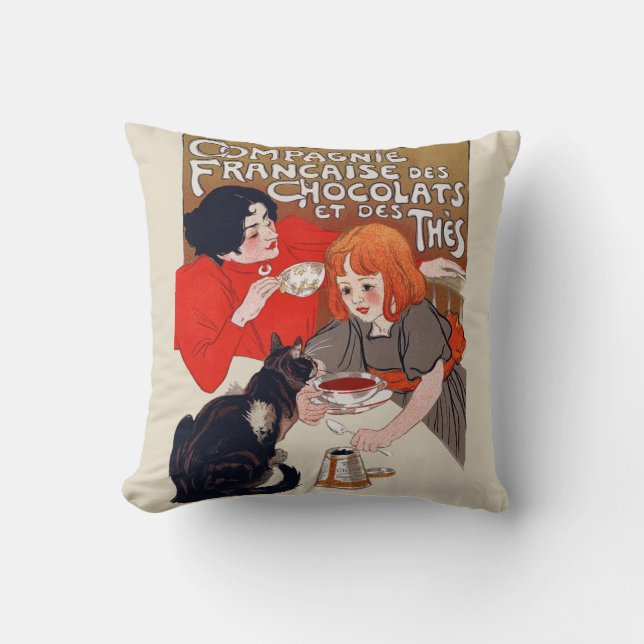 Coussin Fête du chocolat français Steinlen Art (Recto)
