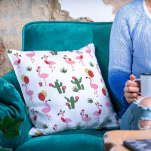 Coussin Fête du Flamant rose de Noël   Vacances
