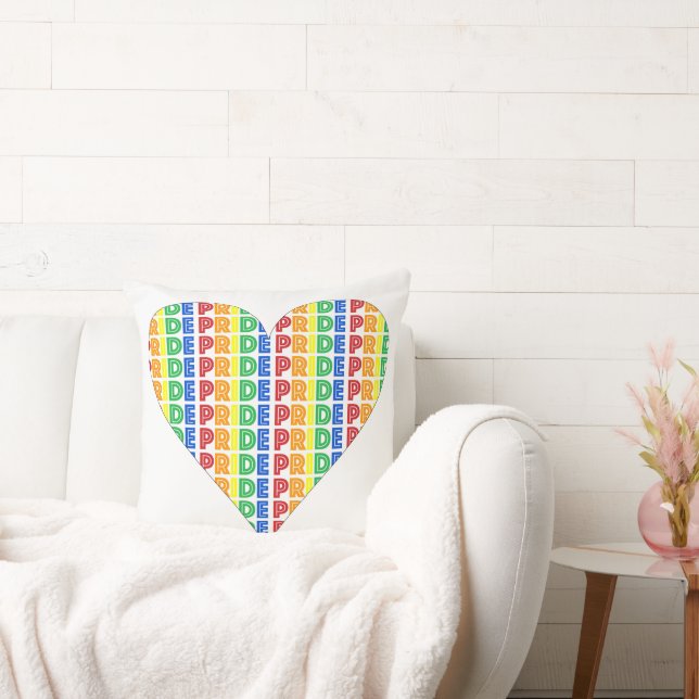 Coussin Fête du mois des Gay pride LGBT Rainbow Heart (Canapé)