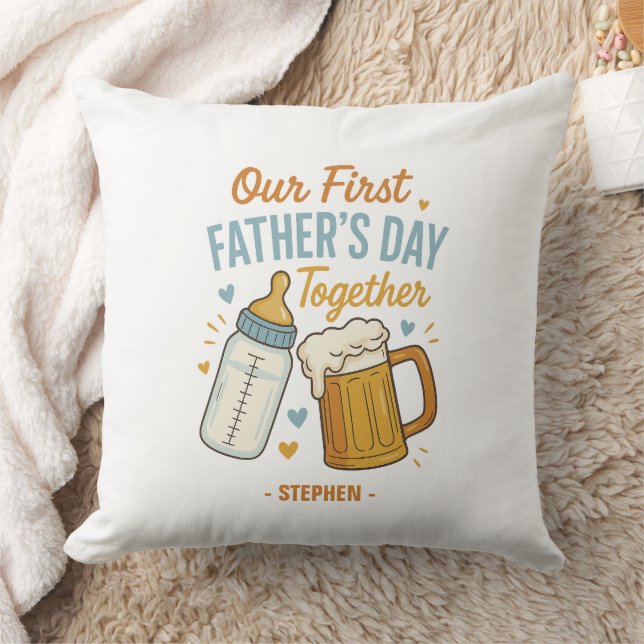 Coussin Fête du Premier Père ensemble - Bière et Bouteille (Couverture)