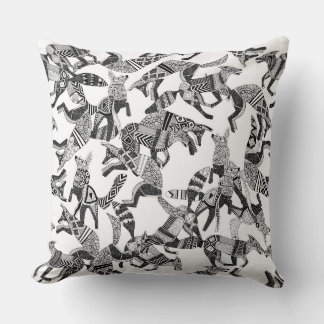 Coussin fête du renard des bois noir blanc