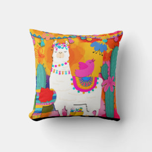 Coussin Fête Llama Cinco De Mayo Coloré Amusement Aquarell