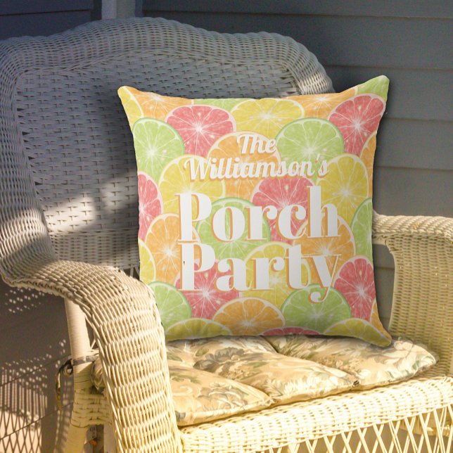 Coussin Fête Porch Slices Citrus (Citrus Fruit Slices Porch Party Outdoor Pillow in 2 sizes)