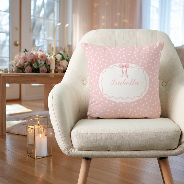 Coussin Fête Prénatale Points de Ruban Rose Bébé Fille Coq (Créateur téléchargé)