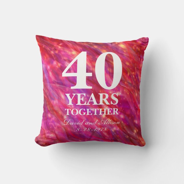 Coussin Fête rouge du 40e anniversaire du Mariage de ruby (Recto)