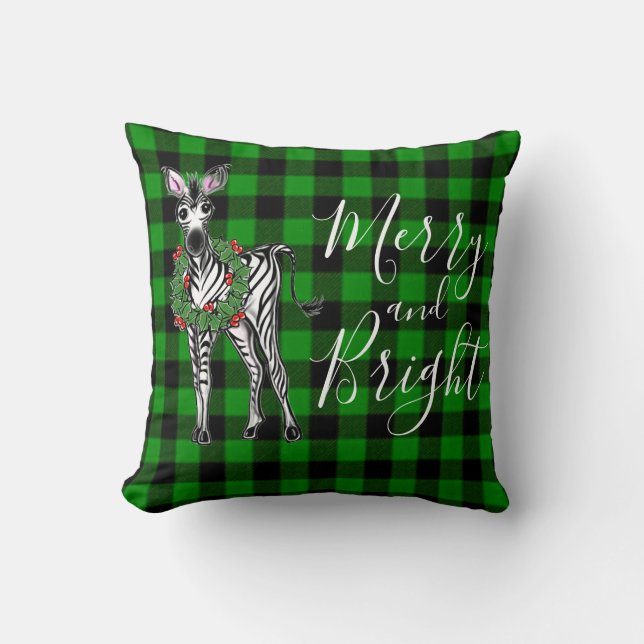 Coussin Fête Zebra, couronne de folie, plaid vert (Recto)