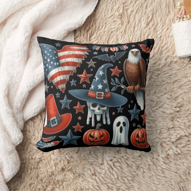 Coussin Fêter l'Halloween et le patriotisme : Blanc rouge  (Couverture)