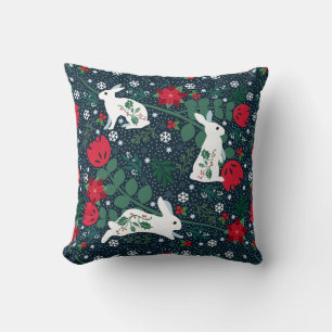 Coussin Fêtes de Noël de lapin Folk