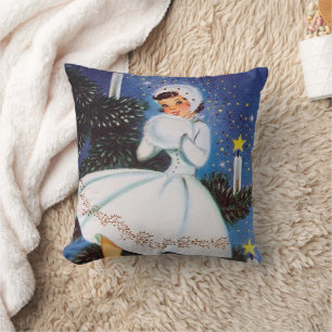 Coussin fêtes de Noël rétro vintage