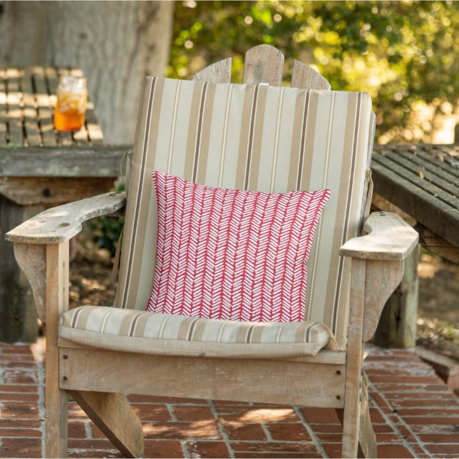Coussin Fêtes Rouge blanc Chevron rayures sur réversible (Chaise)