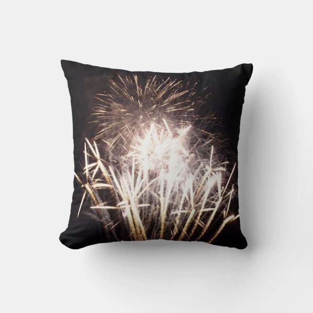 Coussin Feu d'artifice blanc et or I Fête patriotique (Recto)