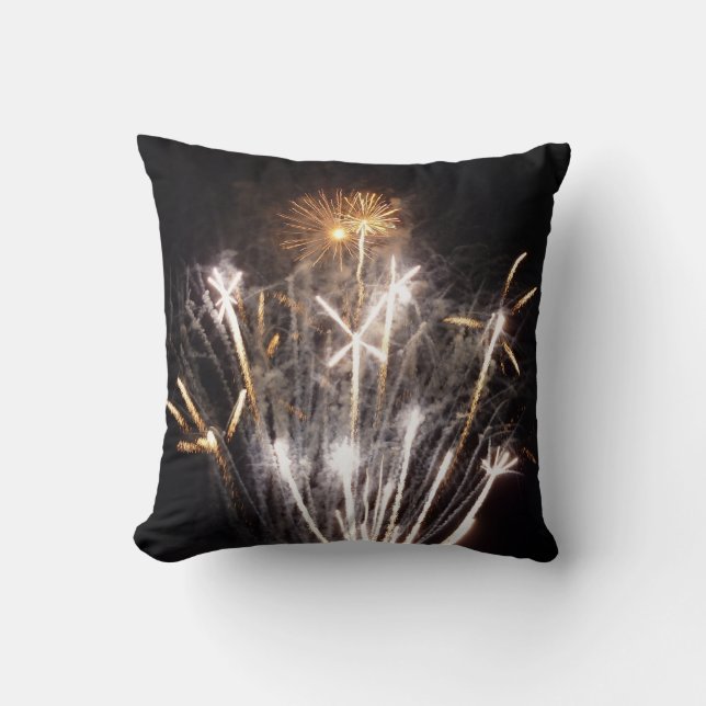 Coussin Feu d'artifice blanc et or II Fête patriotique (Recto)