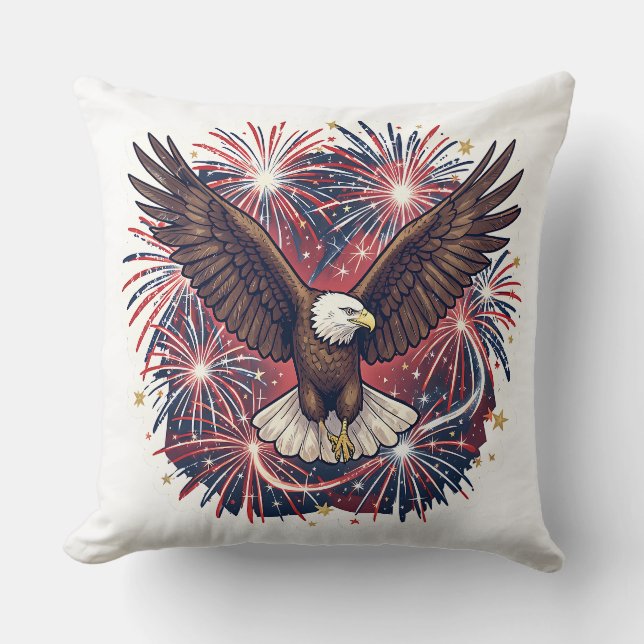 Coussin Feu d'artifice de l'aigle patriotique (Recto)
