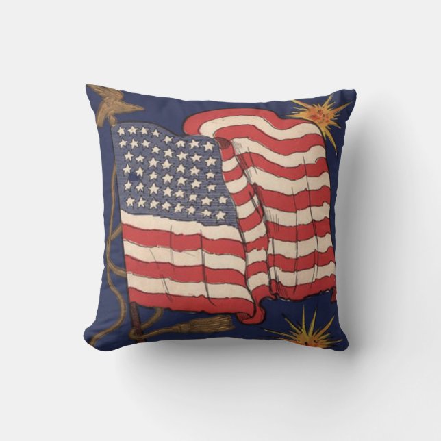Coussin Feu d'artifice drapeau américain explosion 4 juill (Recto)