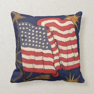 Coussin Feu d'artifice drapeau américain explosion 4 juill