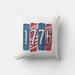 Coussin Feu d'artifice patriotique vintage 1776 Vector Des