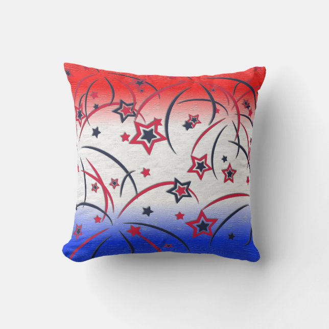 Coussin Feu d'artifice sur Bleu Blanc Rouge (Recto)
